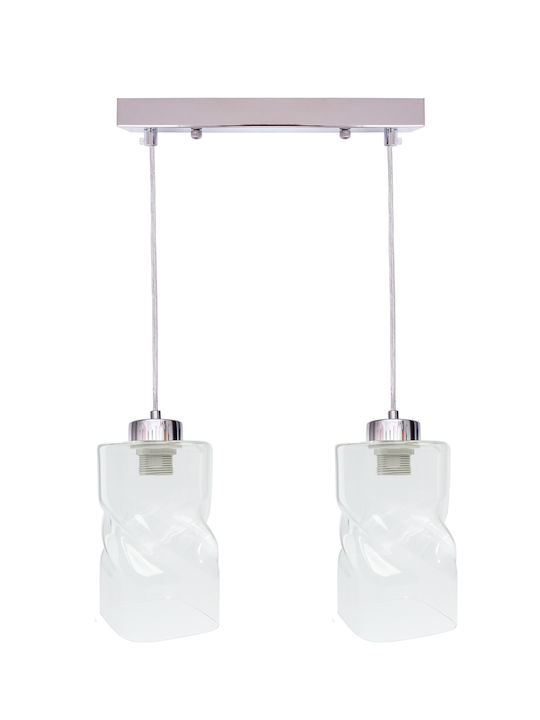 Agora Lighting Ρυθμιζόμενο Κρεμαστό Φωτιστικό Twisted Glass Scandinavian Ράγα με Ντουί E27 36x46x90εκ.