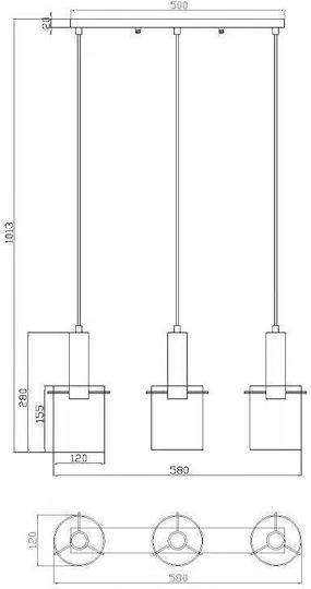 Agora Lighting Ρυθμιζόμενο Κρεμαστό Φωτιστικό Μαύρο Ράγα με Ντουί E27 58x58x100εκ.