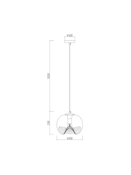 Agora Lighting Ρυθμιζόμενο Κρεμαστό Φωτιστικό Διάφανο Μπάλα με Ντουί E27 25x25x125εκ.