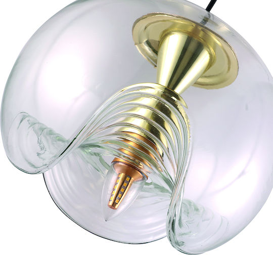 Agora Lighting Ρυθμιζόμενο Κρεμαστό Φωτιστικό Διάφανο Μπάλα με Ντουί E27 25x25x125εκ.
