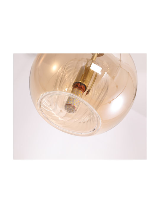 Agora Lighting Verstellbar Hängelampe Gold Kugel mit Fassung E27 25x25x125cm.