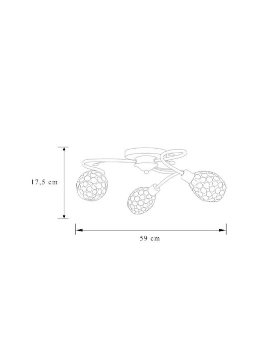Agora Lighting Πλαφονιέρα Οροφής 59εκ. Ασημί με Ντουί E14
