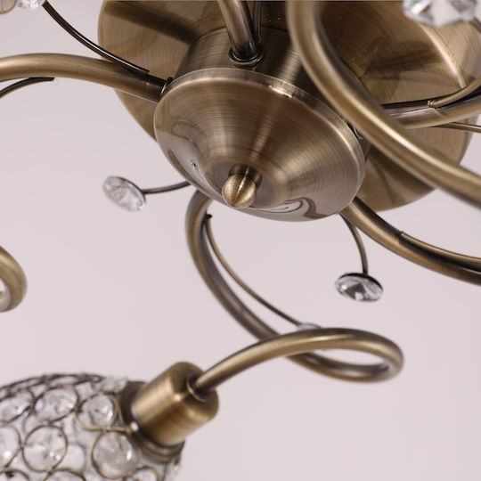 Agora Lighting Πλαφονιέρα Οροφής 59εκ. Χρυσή με Ντουί E14