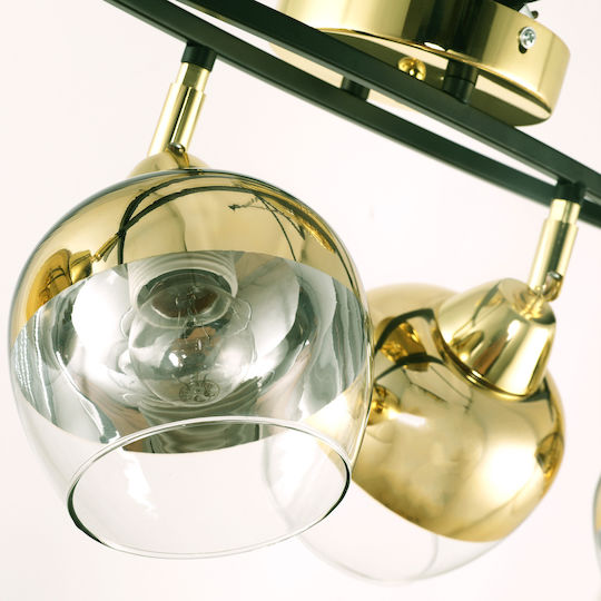 Agora Lighting Πλαφονιέρα Οροφής Gold με Ντουί E27