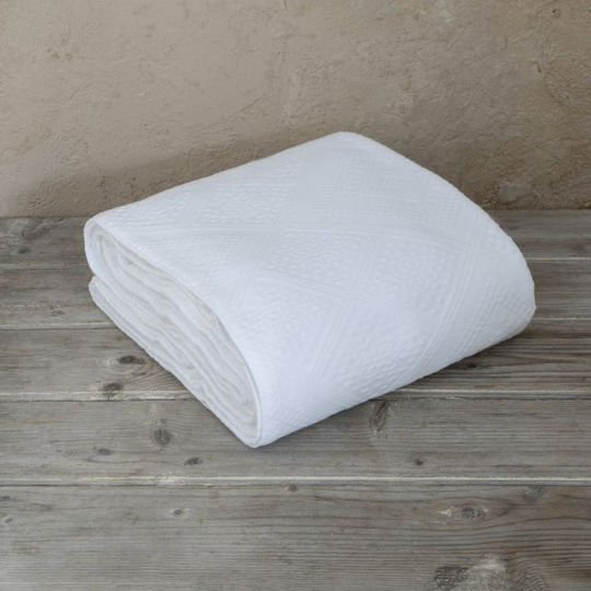 Nima Μονή Κουβέρτα Ξενοδοχείου Πικέ Λευκή 170x250cm Luminoso