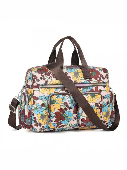 Miss Lulu Large Capacity Travel Bag 40 Cm 11.5 Cm 28 Cm Multiple Zippered Pockets Flower Print Perfect Daily Use Khaki Miss Lulu Large Capacity Travel Bag 40 Cm 11.5 Cm 28 Cm Multiple Zippered Pockets Flower Print Perfect Daily Use Khaki