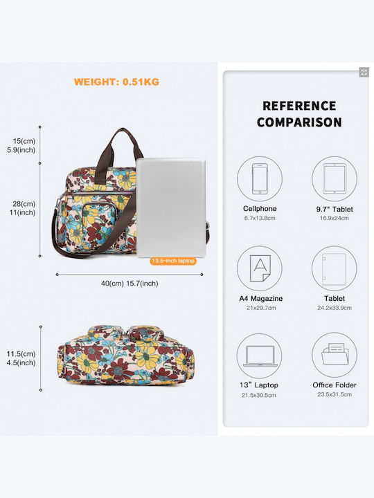 Miss Lulu Large Capacity Travel Bag 40 Cm 11.5 Cm 28 Cm Multiple Zippered Pockets Flower Print Perfect Daily Use Khaki