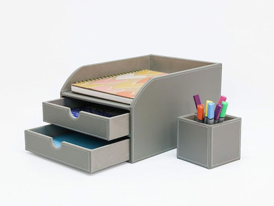 Osco Leather Desktop Drawer 2 Positions 24.8x34x18.5cm Gray