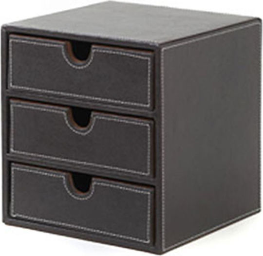 Osco Leather Desktop Drawer 3 Number of Spit 7.5x7.5x8.5cm Brown