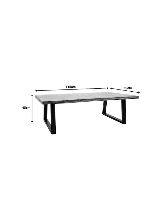Rectangular Central Coffee Table Miles from Solid Brown Wood W115xD60xH45cm
