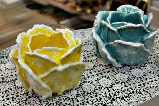 Suport pentru lumânare tip tealight trandafir 12x14cm Mediu