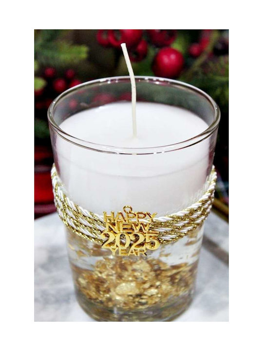 Scented Candle Glass Ø9 X 12.1 Cm Gel Decoration Gold Leaves