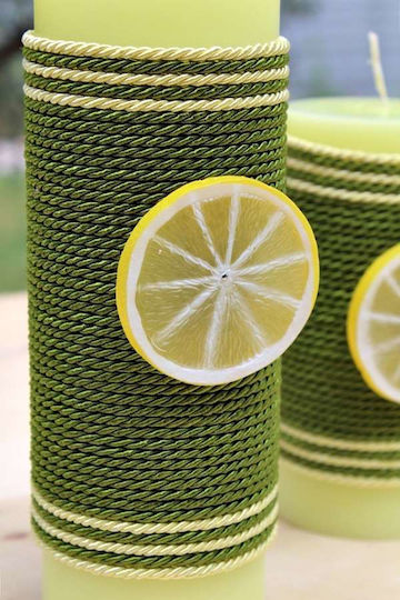 Χειροποίητο Κερί Άρωμα Λεμόνι Διακόσμηση Lemon 0519673 6,5χ20cm