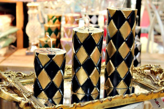 Kerze Gold Schwarz Rhombus 7,5*10