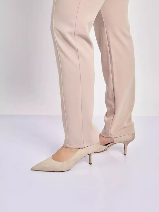 Women's Fabric Trousers Beige