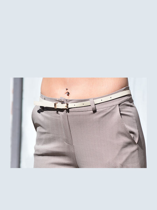 Damen Hoch tailliert Stoff Hose Beige