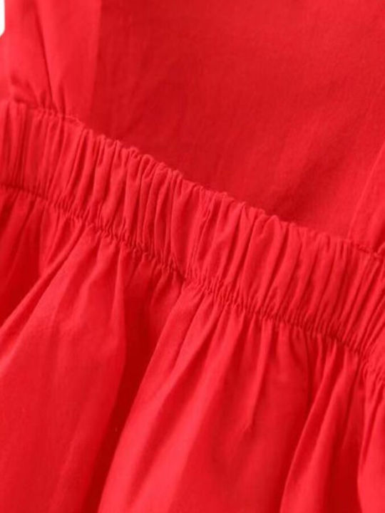Детска Рокля Без ръкави Обикновени Red