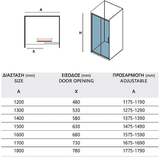 Καμπίνα από τοίχο σε τοίχο με διάφανο κρύσταλλο ANIMUS 400 160x200cm Χρωμέ Καμπίνα από τοίχο σε τοίχο με διάφανο κρύσταλλο ANIMUS 400 160x200cm Χρωμέ