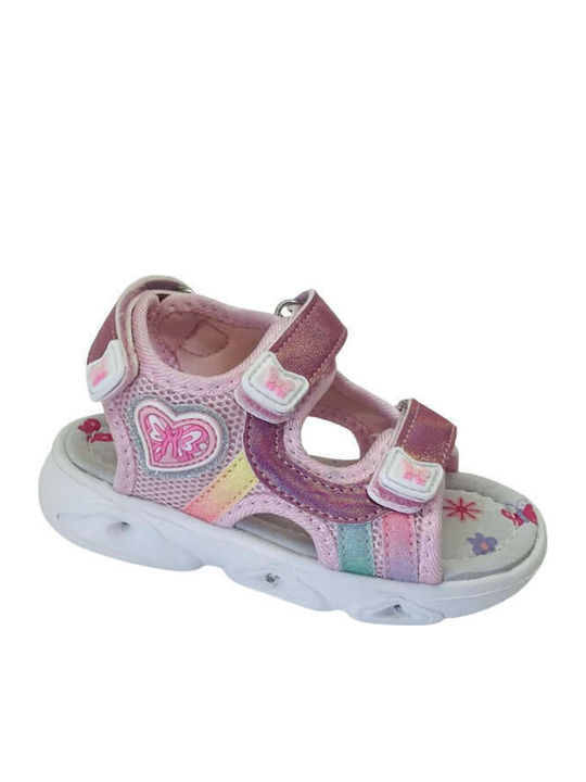 Kinder Sandalen mit Klettverschluss & Lichtern Rosa