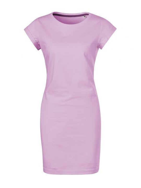 Sommer Mini Sportliches Damenkleid Kurzärmelig Rosa