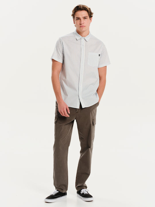 Cămașă Cu Mâneca Scurtă În Linie Regular Fit Cu Dungi Albastru
