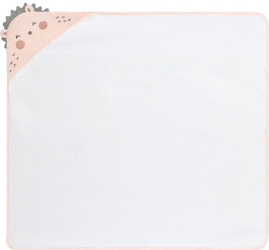 Kikka Boo Baby Bath Towel-Bathrobe Hooded Hedgehog Hugs Salmon 90x90cm