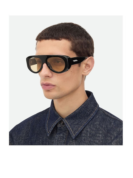 Bottega Veneta Unisex Sunglasses with Black Plastic Frame and Yellow Lens BV1362S 005