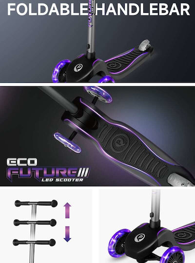 Q Play Детски Ролери Сгъваемо Future Eco 3 Колела за 3+ Години Лилави ST-001