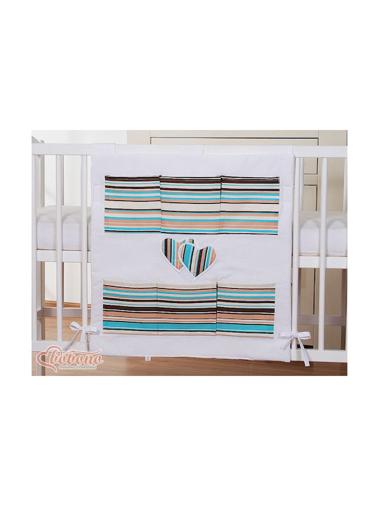 Organizer Pockets Brown Heart Stripes