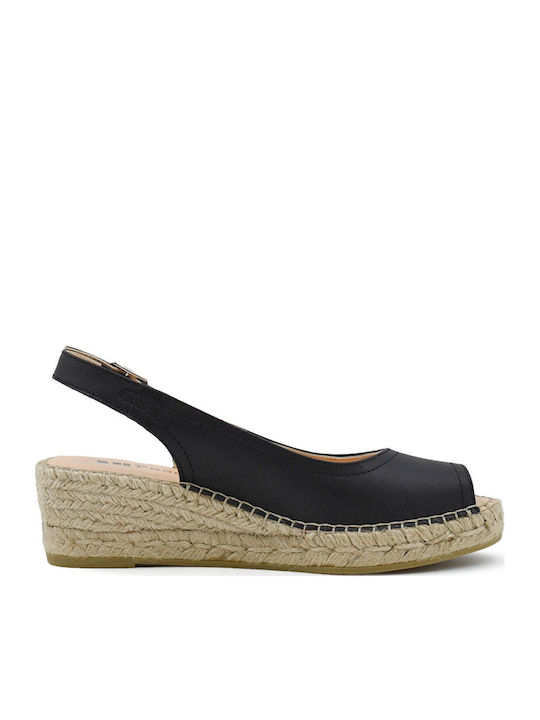 Women's Leather Espadrilles Black
