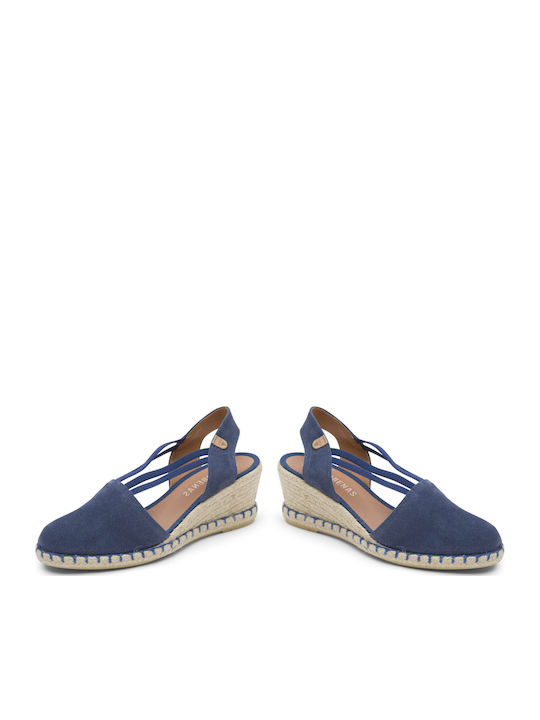 Leather Women's Espadrilles in Blue Color