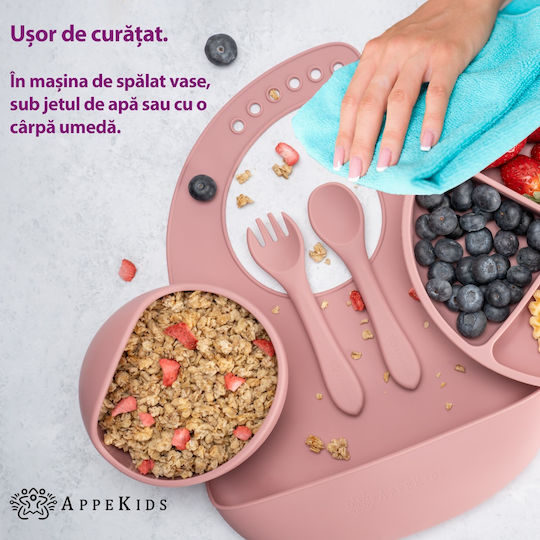 AppeKids Σετ Φαγητού από Σιλικόνη Ροζ 6τμχ