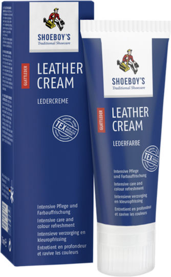Cremă pentru piele Shoeboy's 75ml 47 Tub cu cremă de vopsea pentru piele neagră cu burete negru