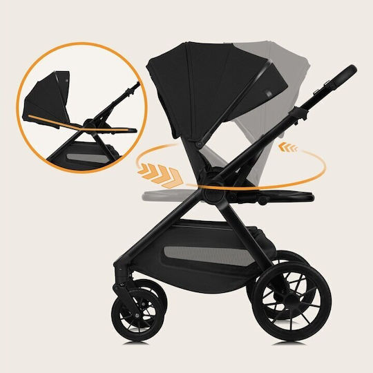 Lionelo Layla Reglabil 3 în 1 Cărucior pentru copii Potrivit pentru Nou-născut Negru