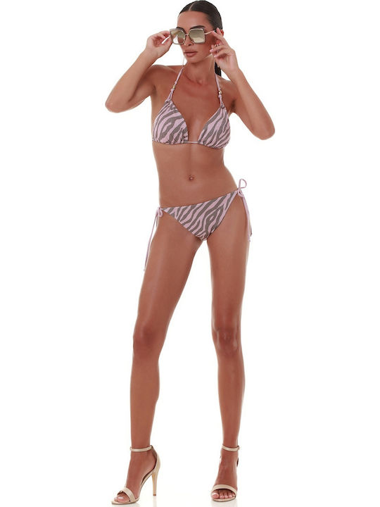 Triangle Bikini Top Candy Rush Pink Animal Print