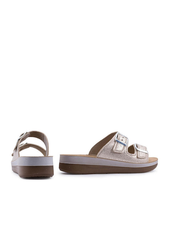 Women's Flat Sandals in Beige Color
