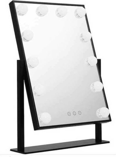 ACP Makeup Mirror Tabletop with Light 30x40cm Black