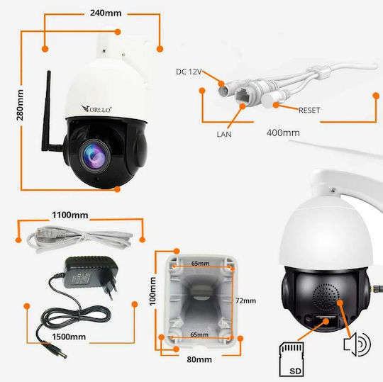 Orllo Z10 IP Камера за наблюдение Wi-Fi Full HD+ 4MP Водоустойчива с Двупосочна Комуникация
