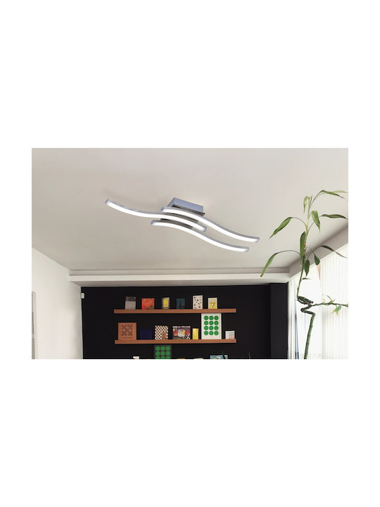 Trio Lighting Route Πλαφονιέρα Οροφής 56εκ. Ασημί με Ενσωματωμένο LED