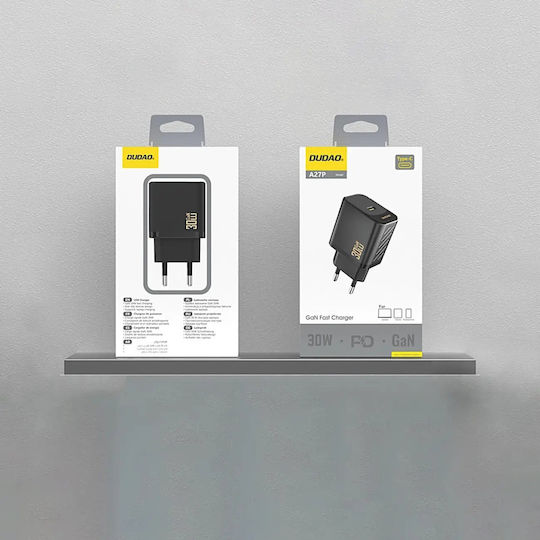Dudao Φορτιστής Χωρίς Καλώδιο GaN με Θύρα USB-C 30W Power Delivery Μαύρος (A27P)