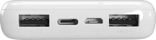 Puro Power Bank 10000mAh 12W mit 2 USB-A Anschlüssen und USB-C Anschluss Weiß