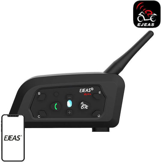 EJEAS V6 PRO+ Single Intercom for Motorcycle Helmet with Bluetooth