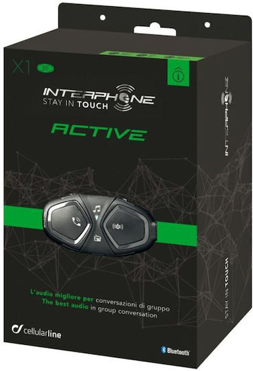 Interphone Active Ενδοεπικοινωνία Μονή για Κράνος Μηχανής με Bluetooth