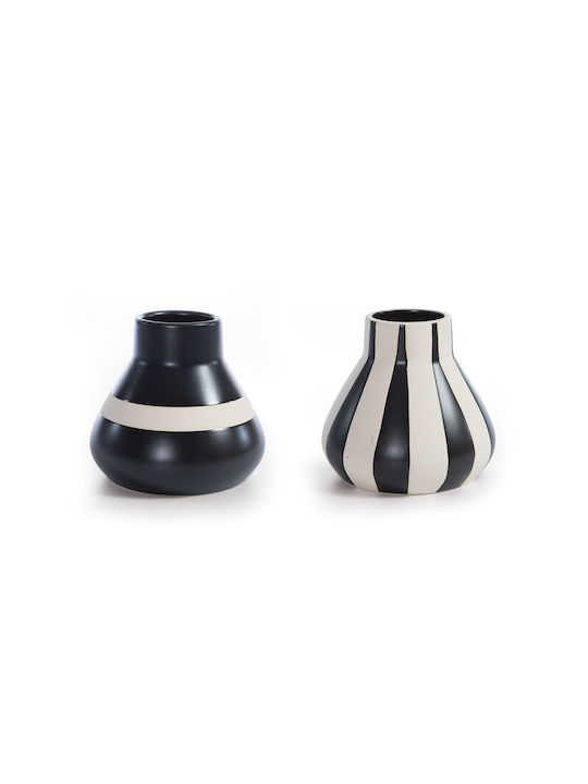 Διακοσμητικό Κεραμικό Βαζάκι Nef-nef Homeware Circui Black White 15,5χ14,2