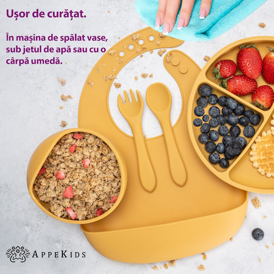 AppeKids Set Essgeschirr aus Silikon Beige 5Stück