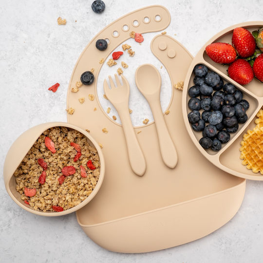 AppeKids Set Essgeschirr aus Silikon Beige 5Stück