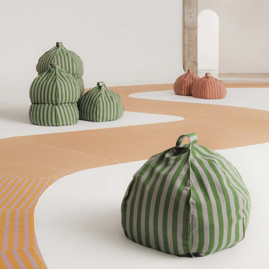 Vibes Pouf Green Blue Stripes