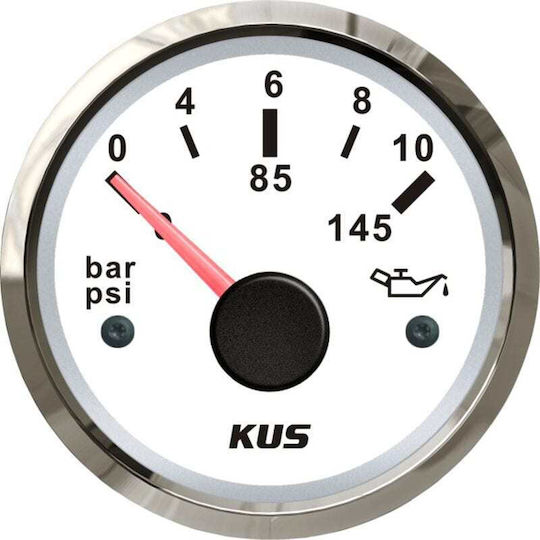 Eval Boat Oil Pressure Measurement Instrument Oil Pressure Gauge 10Bar Stainless Steel White