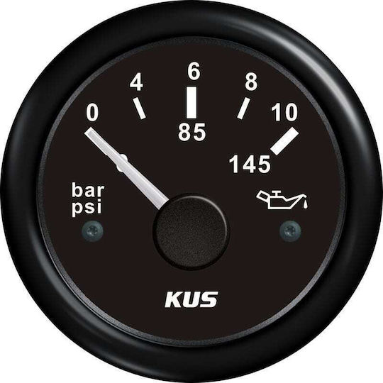 Eval Boat Oil Pressure Measurement Instrument Oil Pressure Gauge 10Bar Stainless Steel Black