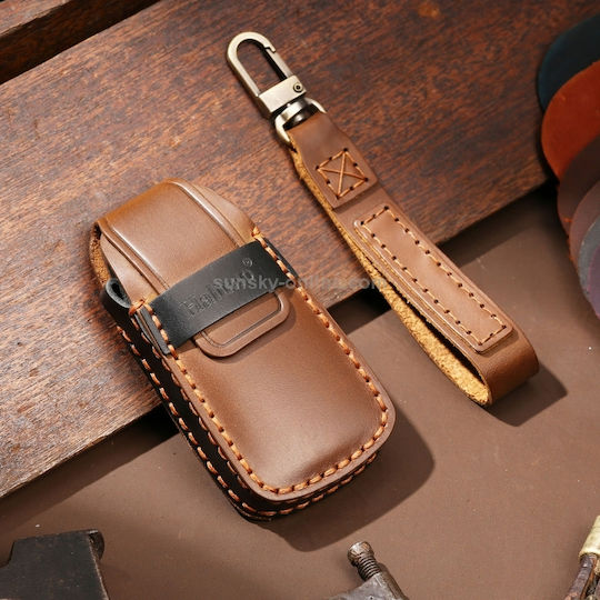 Car Key Cover Case made of with 3 Buttons for Audi in Brown Color